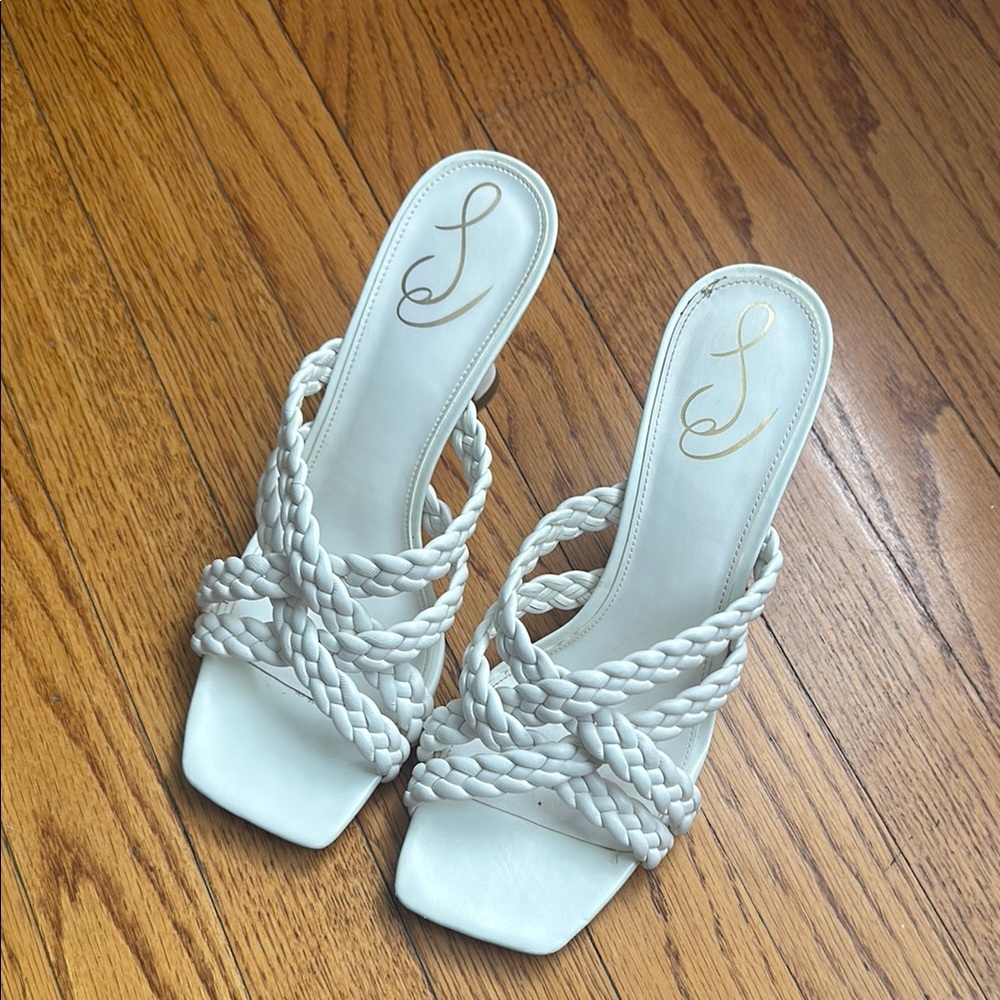 Sam Edelman White Braided Heeled Mules